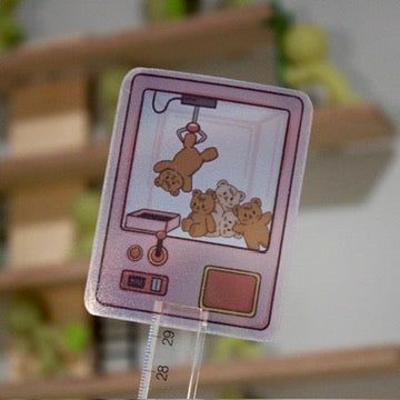 Teddy Bears Trapped in a Claw Machine Translucent Vinyl Sticker
