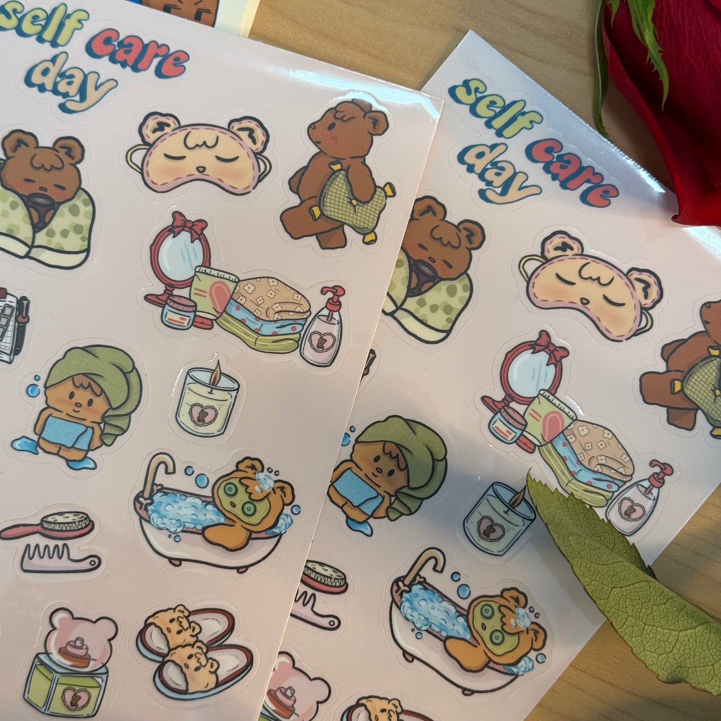 Self Care Teddy Bear Sticker Sheet