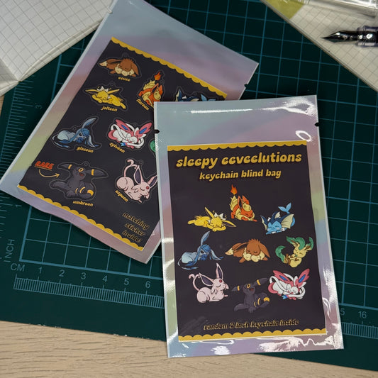 Sleepy Eeveelutions Mystery Keychain Blind Bag