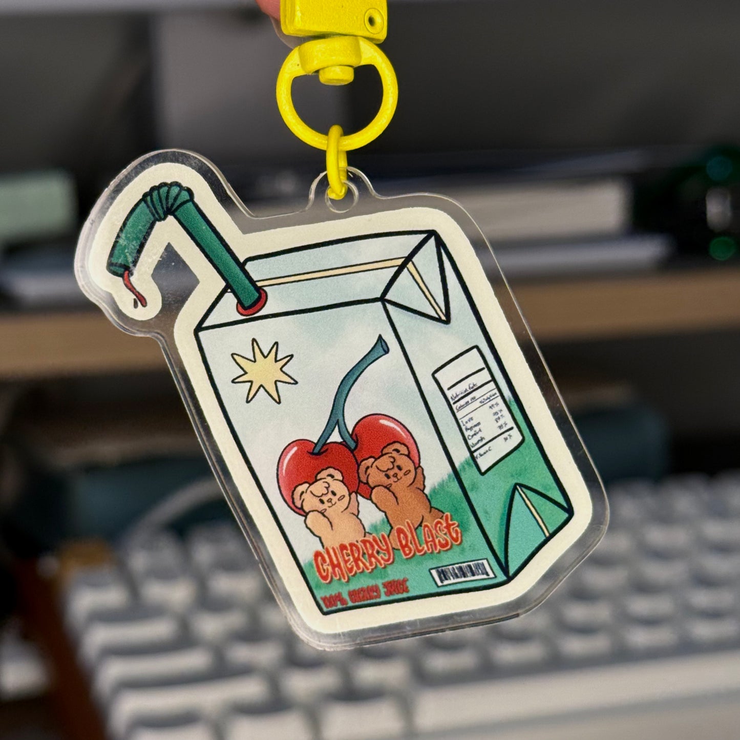 Cherry Juice Box Acrylic Keychain