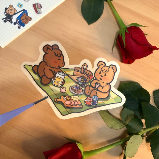 Bears on a Picnic Vinyl Sticker