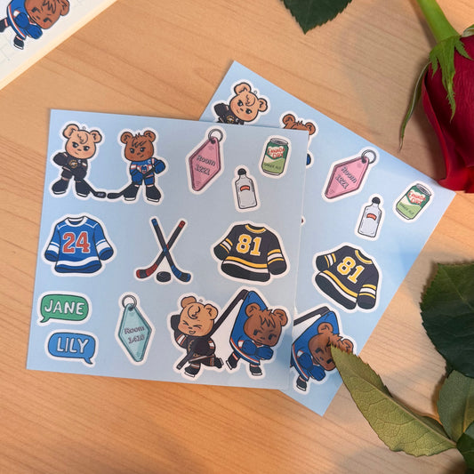 Heated Rivalry Teddy Bear Sticker Sheet