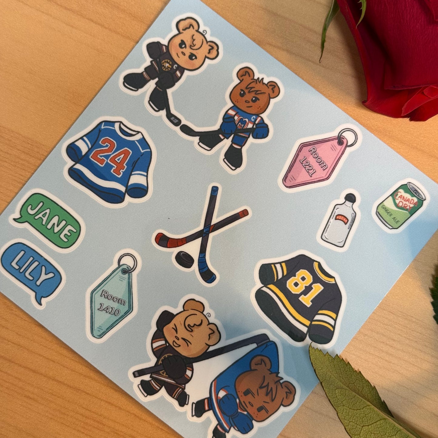 Heated Rivalry Teddy Bear Sticker Sheet