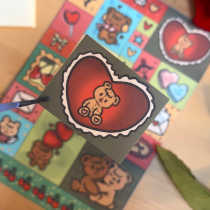 Valentine Teddy Bears Sticker Sheet