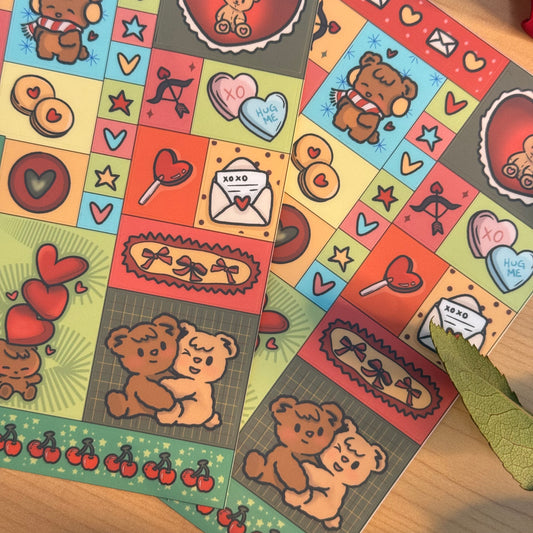 Valentine Teddy Bears Sticker Sheet