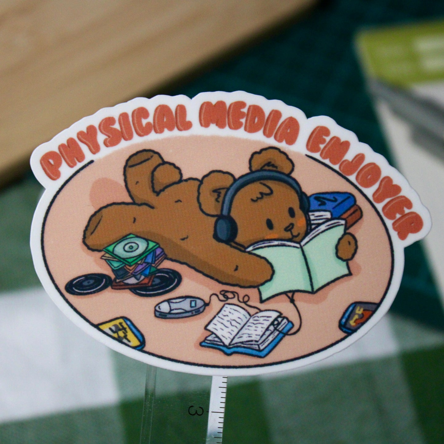 Physical Media Enjoyer Bear Vinyl Sticker