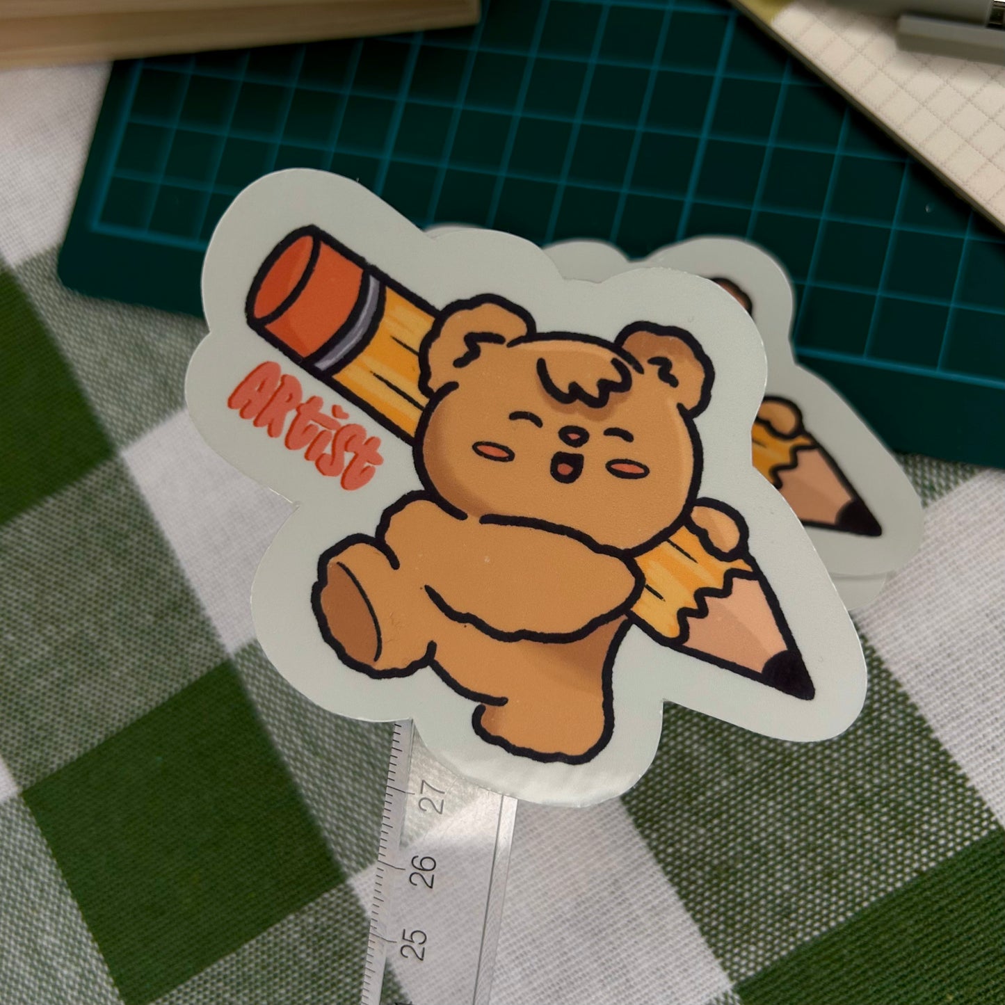 Artist Bear Vinyl Sticker