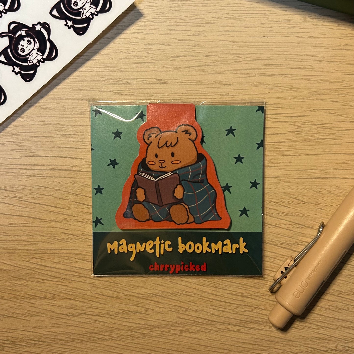 Cozy Reading Bear Magnetic Bookmark