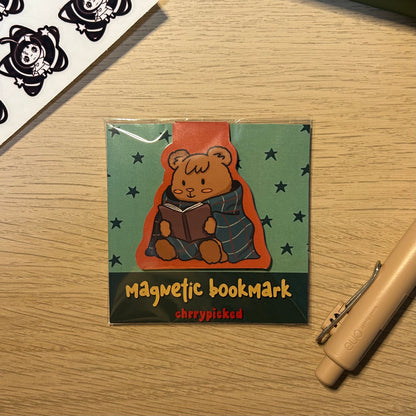 Cozy Reading Bear Magnetic Bookmark